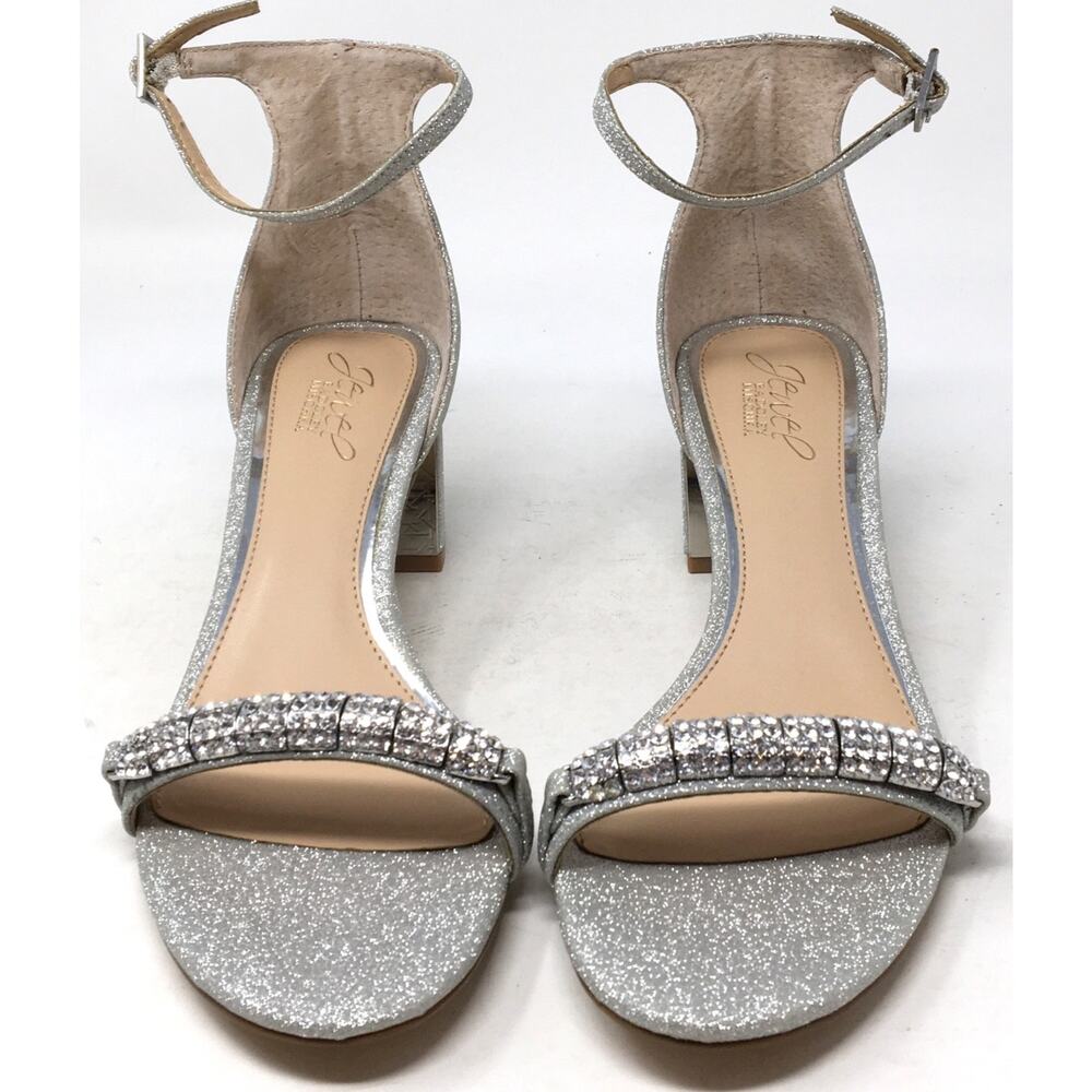 Jewel Badgley Mischka Charlee Women's Size 8 Rhinestone Block Heel Sandals - Picture 4 of 7